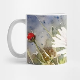 White Daisies on a Meadow Watercolor Mug